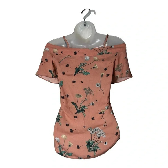 1810. EXPRESS OFF SHOULDERS SPAGHETTI‎ STRAPS BLOUSE FULLT BUTTON UP SIZE XSMALL - Picture 6 of 9